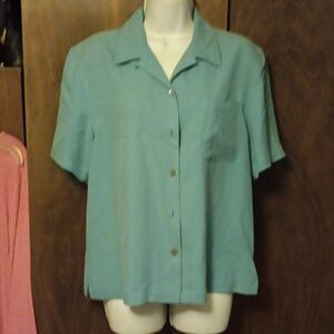 PUSSERS WEST IINDIE SILK TURQUOISE SHIRT MEDIUM